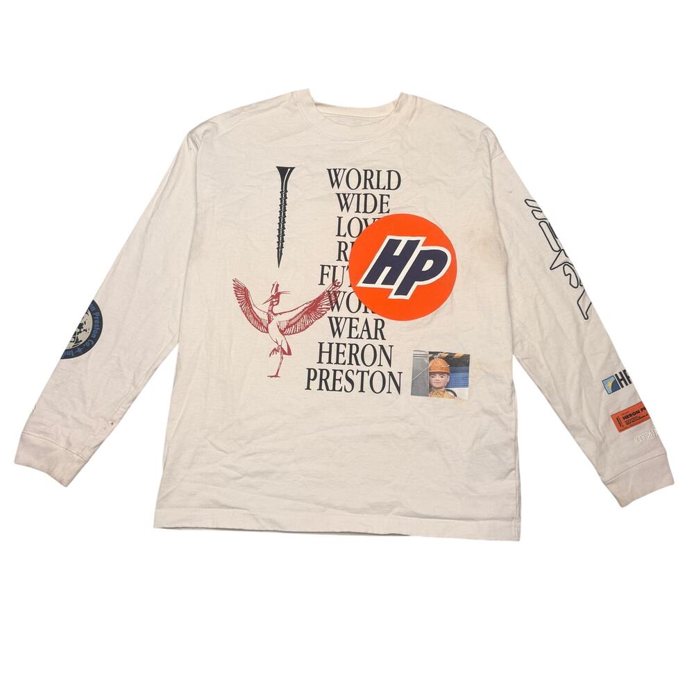 Heron Preston World Wide Love Collage Long Sleeve T Shirt Men's Large